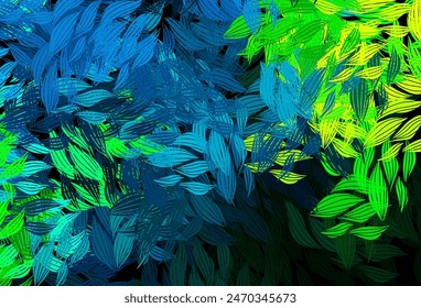 Dark Blue, Green vector doodle pattern with leaves. New colorful illustration in doodle style with leaves. Pattern for heads of websites, designs.