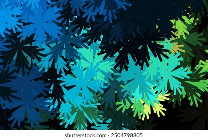Dark Blue, Green vector doodle layout with flowers. Illustration with colorful abstract doodle flowers. Brand new design for your business.