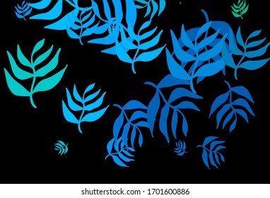 Dark Blue, Green vector elegant pattern with leaves. An elegant bright illustration with leaves in Natural style. Hand painted design for web, leaflets.
