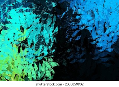 Dark Blue, Green vector elegant pattern with leaves. leaves on elegant natural pattern with gradient. Doodle design for your web site.