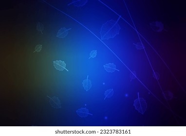 Dark Blue, Green vector elegant background with trees, branches. Illustration with colorful abstract doodle flowers. New design for your business.