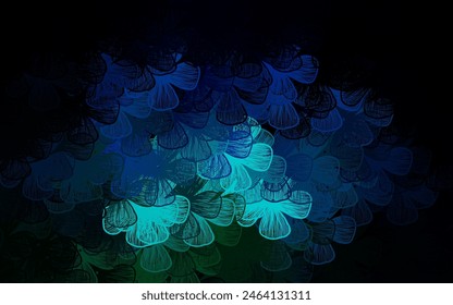 Azul oscuro, Vector verde Fondo de pantalla elegante con árboles, ramas. Diseño decorativo de flores sobre fondo blanco. Diseño de garabatos para tu Sitio web.