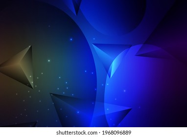 Dark Blue, Green vector Glitter abstract illustration with connection of triangle structure. Illustration with set of shining colorful abstract circles. Simple design for your web site.