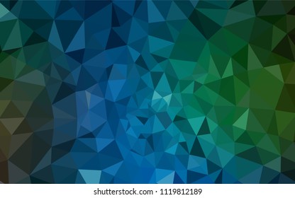 Dark Blue, Green vector gradient triangles template. Geometric illustration in Origami style with gradient.  A completely new design for your leaflet.