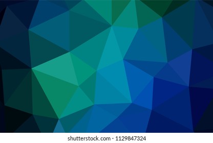 Dark Blue, Green vector gradient triangles template. Geometric illustration in Origami style with gradient.  Polygonal design for your web site.