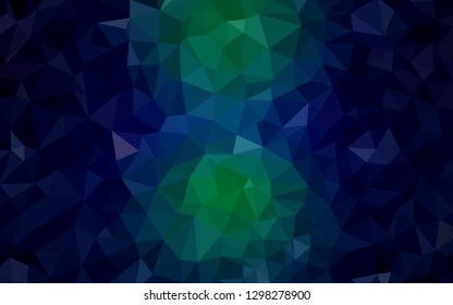 Dark Blue, Green vector gradient triangles template. Triangular geometric sample with gradient.  A completely new design for your leaflet.