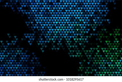 Dark Blue, Green vector greeting Card Happy Valentine's Day. Pattern with isolated hearts on the white background. Colored illustration for your banner, website, advert.