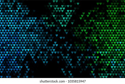 Dark Blue, Green vector greeting Card Happy Valentine's Day. Pattern with isolated hearts on the white background. Colored illustration for your banner, website, advert.