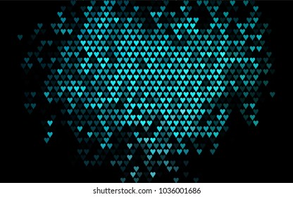 Dark Blue, Green vector greeting Card Happy Valentine's Day. Pattern with isolated hearts on the white background. Colored illustration for your banner, website, advert.