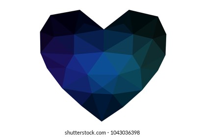 Dark Blue, Green vector greeting Card Happy Valentine's Day. Lettering with hearts on the white polygonal background. Colored triangular illustration for your business.