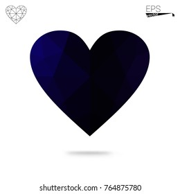 Dark Blue, Green vector greeting Card Happy Valentine's Day. Lettering with hearts on the white polygonal background. Colored triangular illustration for your business.