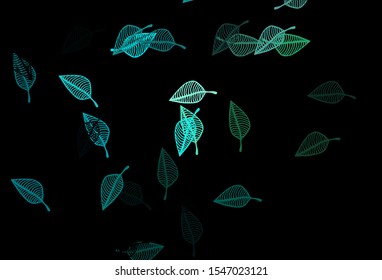 Dark Blue, Green vector hand painted background. Pattern with gradient colorful leaves in natural style. Hand painted design for wrapping, wallpaper.