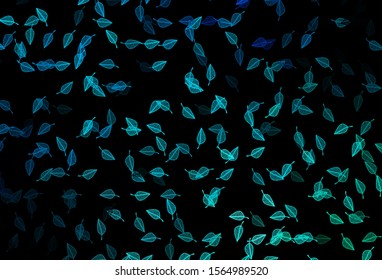 Dark Blue, Green vector hand painted template. Glitter abstract illustration with leaves. New template for your business design.