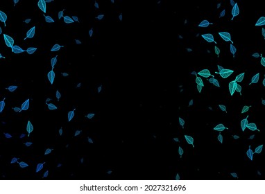Dunkelblau, grüne Vektorgrafik, handgemalte Hintergrund. Farbige Illustration im Doodle-Stil mit Blättern. Muster für Kopf der Websites und Designs.