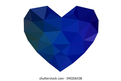 Dark Blue, Green vector heart isolated on white background. Geometric rumpled triangular low poly origami style gradient graphic illustration. Polygonal design for your business.