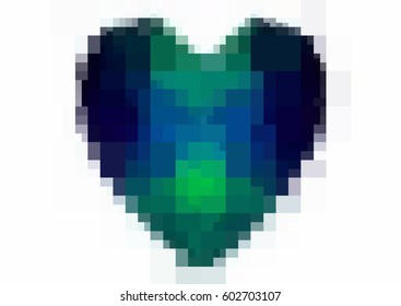 Dark Blue, Green vector heart isolated on white background. Geometric rumpled rectangular low poly origami style gradient graphic illustration. Polygonal design for your business.