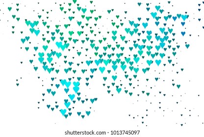 Dark Blue, Green vector hearts isolated on white background. Cool pattern in origami style with gradient for Valentine day. Graphic illustration for your business design.
