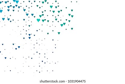 Dark Blue, Green vector hearts isolated on white background. Cool pattern in origami style with gradient for Valentine day. Graphic illustration for your business design.