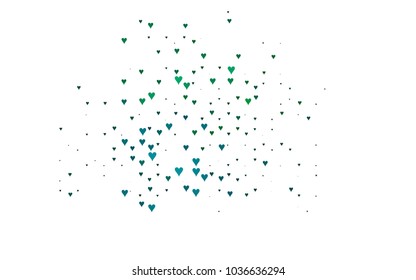 Dark Blue, Green vector hearts isolated on white background. Cool pattern in origami style with gradient for Valentine day. Graphic illustration for your business design.