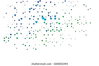 Dark Blue, Green vector hearts isolated on white background. Cool pattern in origami style with gradient for Valentine day. Graphic illustration for your business design.