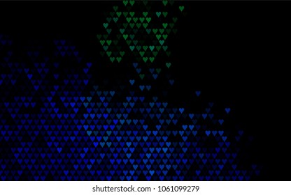 Dark Blue, Green vector hearts isolated on white background. Cool pattern in origami style with gradient for Valentine day. Graphic illustration for your business design.