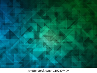 Dark Blue, Green vector hexagon mosaic triangle mosaic. Brand new colored illustration in blurry style with gradient. A completely new design for your business.
