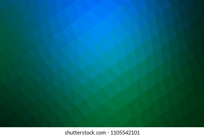 Dark Blue, Green vector hexagon mosaic template. Shining colored illustration in a Brand new style. The polygonal design can be used for your web site.