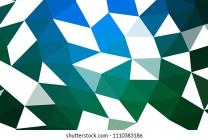 Dark Blue, Green vector hexagon mosaic triangle mosaic. Brand new colored illustration in blurry style with gradient. The polygonal design can be used for your web site.