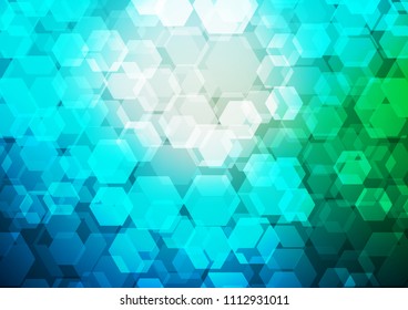 Dark Blue, Green vector hexagon mosaic template. A sample with polygonal shapes. The best hexagonal design for your business.