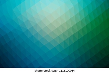 Dark Blue, Green vector hexagon mosaic cover. Colorful abstract illustration with gradient. Triangular pattern for your business design.
