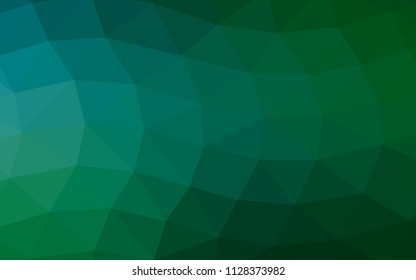 Dark Blue, Green vector hexagon mosaic triangle mosaic. Geometric illustration in Origami style with gradient.  The textured pattern can be used for background.