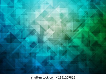 Dark Blue, Green vector hexagon mosaic triangle mosaic. Shining illustration, which consist of triangles. A completely new template for your business design.