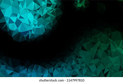 Dark Blue, Green vector hexagon mosaic cover. Shining colored illustration in a Brand new style. The best triangular design for your business.