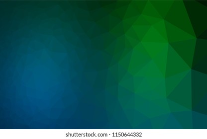 Dark Blue, Green vector hexagon mosaic template. Modern geometrical abstract illustration with gradient. The template can be used as a background for cell phones.