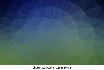 Dark Blue, Green vector hexagon mosaic texture. Geometric illustration in Origami style with gradient.  The template can be used as a background for cell phones.