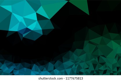 Dark Blue, Green vector hexagon mosaic template. A vague abstract illustration with gradient. A completely new design for your business.
