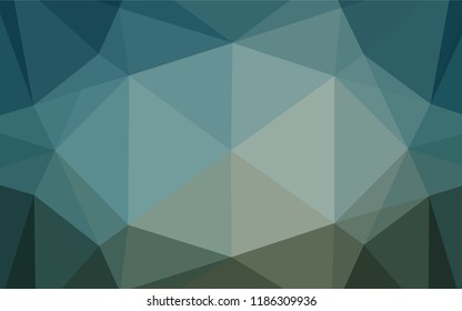 Dark Blue, Green vector hexagon mosaic cover. Shining illustration, which consist of triangles. Triangular pattern for your business design.