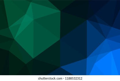 Dark Blue, Green vector hexagon mosaic cover. Shining colored illustration in a Brand new style. Brand new design for your business.