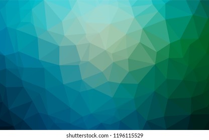 Dark Blue, Green vector hexagon mosaic template. Creative geometric illustration in Origami style with gradient. The polygonal design can be used for your web site.
