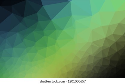 Dark Blue, Green vector hexagon mosaic texture. Geometric illustration in Origami style with gradient.  Brand new design for your business.