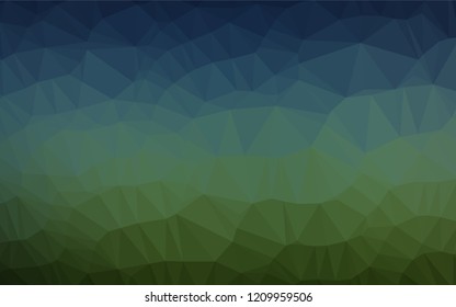 Dark Blue, Green vector hexagon mosaic cover. Creative geometric illustration in Origami style with gradient. The polygonal design can be used for your web site.