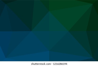 Dark Blue, Green vector hexagon mosaic template. Geometric illustration in Origami style with gradient.  The completely new template can be used for your brand book.