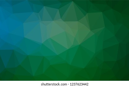 Dark Blue, Green vector hexagon mosaic cover. Geometric illustration in Origami style with gradient.  Brand new style for your business design.