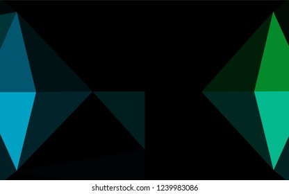 Dark Blue, Green vector hexagon mosaic cover. Colorful abstract illustration with gradient. Triangular pattern for your business design.
