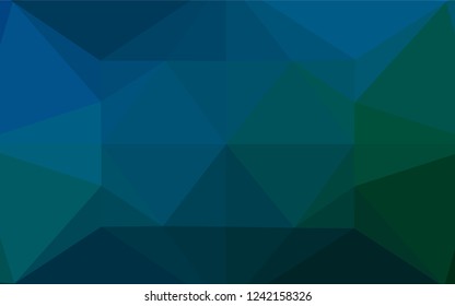 Dark Blue, Green vector hexagon mosaic template. Creative geometric illustration in Origami style with gradient. A new texture for your design.