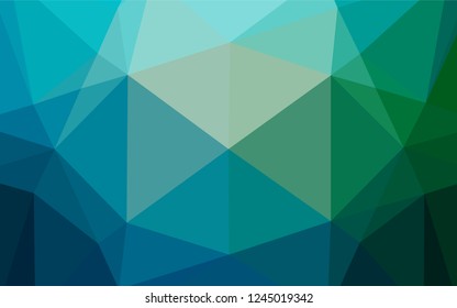 Dark Blue, Green vector hexagon mosaic cover. A vague abstract illustration with gradient. The polygonal design can be used for your web site.