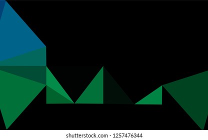 Dark Blue, Green vector hexagon mosaic texture. Triangular geometric sample with gradient.  The template can be used as a background for cell phones.