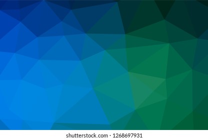 Dark Blue, Green vector hexagon mosaic texture. Geometric illustration in Origami style with gradient.  The polygonal design can be used for your web site.