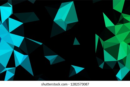 Dark Blue, Green vector hexagon mosaic cover. An elegant bright illustration with gradient. Triangular pattern for your business design.