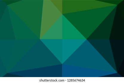 Dark Blue, Green vector hexagon mosaic cover. Geometric illustration in Origami style with gradient.  A new texture for your design.